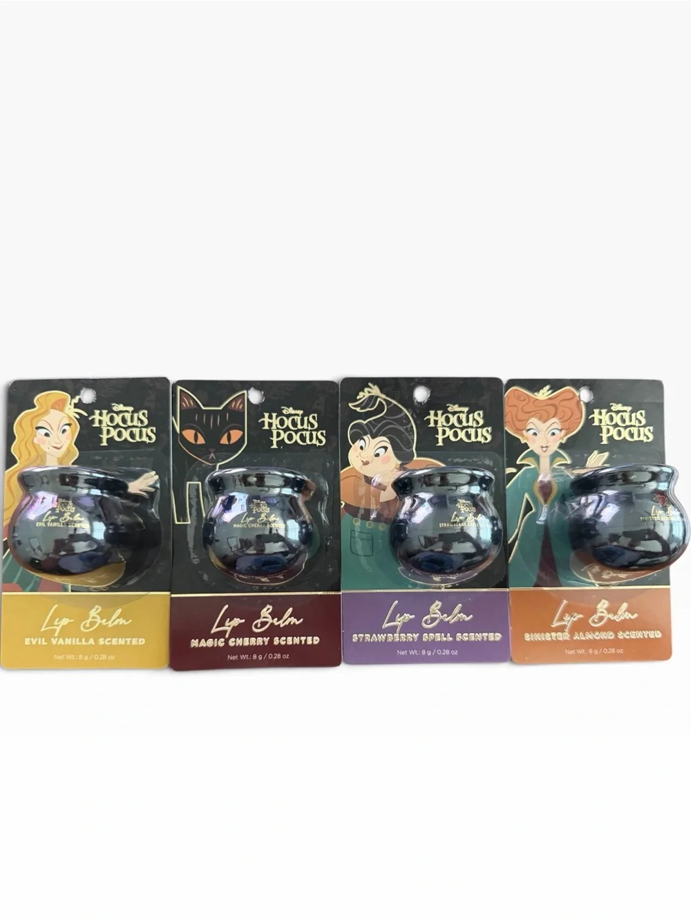 Disney Hocus Pocus Lip Balm Set of 4 Cauldron Scents Cherry Vanilla